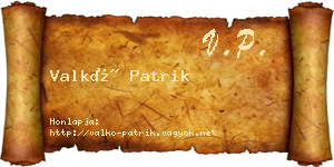 Valkó Patrik névjegykártya